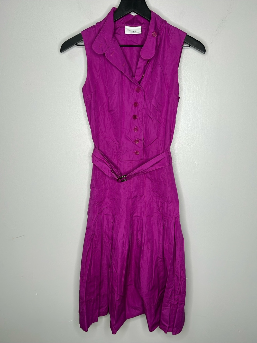 Akris Punto Purple Cotton Sleeveless Belted Fit & Flare Shirtdress Size 6